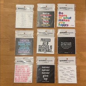 New Inspirational Quotes Magnets - Set of 9 Motivational Gifts 3.5”x3.5”